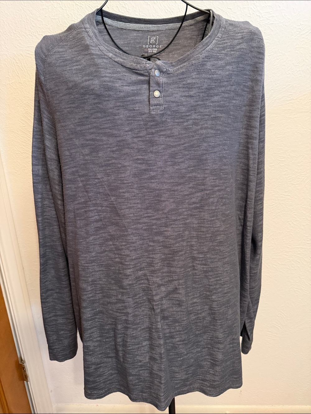 ⛵️⛵️⛵️3 for 12$⛵️⛵️⛵️George Men’s Long-Sleeve Henley Shirt - Charcoal Gray3XL
